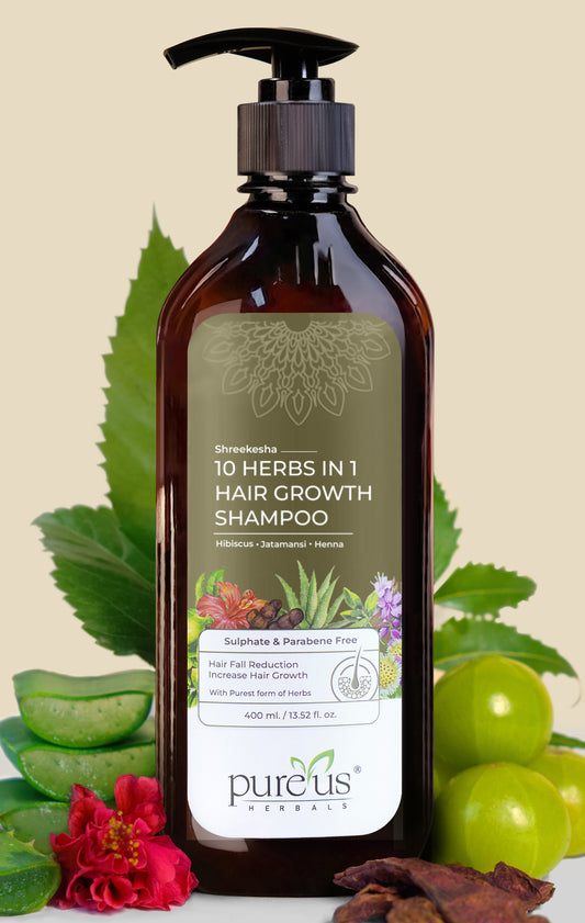 Pureus Herbals Shreekesha 10 Herbs in 1 Sulphate & Parabene Shampoo