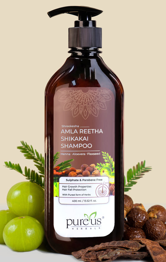 Pureus Herbals Shreekesha Amla Reetha Shikakai Sulphate & Paraben Free Shampoo